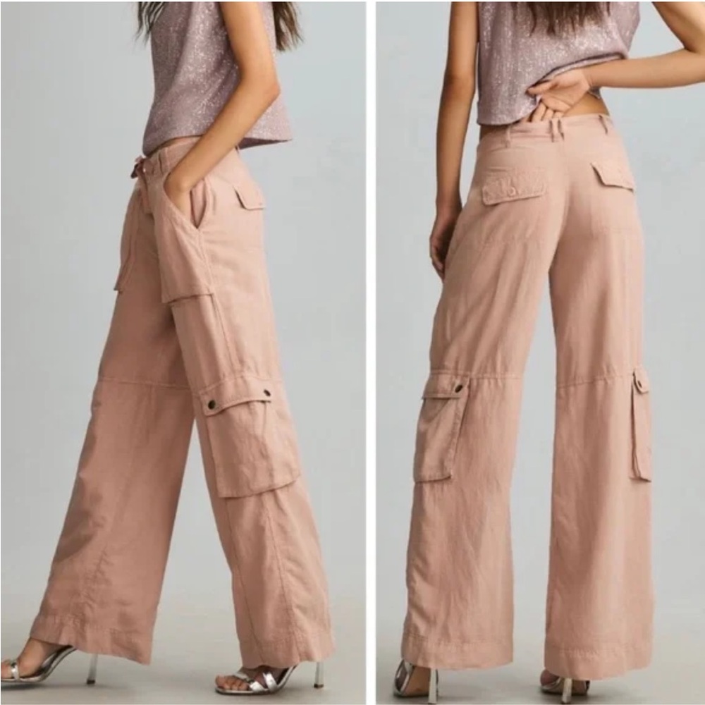 NWT Anthropologie Pilcro Silky Cargo Pants in Mauve SIZE 14